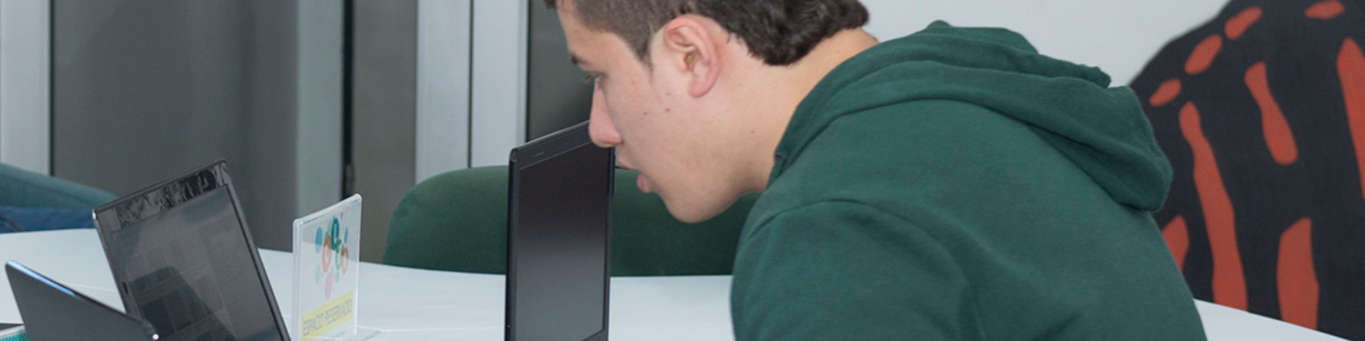 estudiante mirando computador